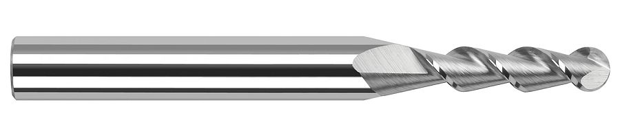 Picture of Harvey Tool 27908 .125 Ball x 45 Helix CarbideEM, 2 FL End Mill Standard Flute Standard Helix Carbide Uncoated Single End Ball NoseBall